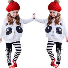 Malayu Baby Girl Clothes Set Spring Autumn Long-Sleeved Cartoon Sequined Loose T-Shirt + Striped Leggings 2 Pcs Kids Clothes 2024 - buy cheap