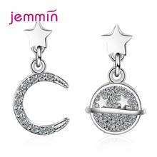 Pendientes de plata esterlina 925 para mujer, aretes con colgante de Luna y Planeta, joyería Brincos, cristal austriaco 2024 - compra barato