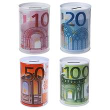 Creative Euro Dollar Metal Cylinder Piggy Bank Saving Money Box Home Decoration 2024 - buy cheap