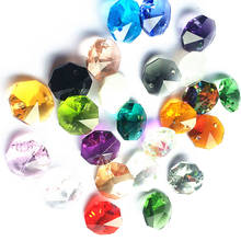500 pces k9 grânulos octagon lustre de cristal (anéis de salto livre) em 2 furos corte & facetado vidro 14mm cores misturadas contas de cortina 2024 - compre barato