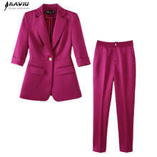 Purple Suits Women Fashion New Spring Temperament Satin High End Business Slim Blazer And Pants Office Ladies Formal Work Wear 2024 - buy cheap