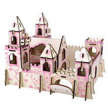 Castillo de princesa de corte láser 3D, rompecabezas de madera, rompecabezas DIY, juguetes educativos hechos a mano para niños y niñas, regalo con 63 piezas 2024 - compra barato