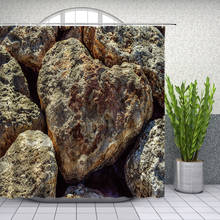 Coração-em forma de pedra rocha natural paisagem cortinas de chuveiro decoração do banheiro à prova dwaterproof água poliéster pano cortina conjunto barato 2024 - compre barato