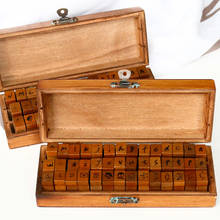 42pcs/Box Handwriting English Letter Alphabet Wood Stamps DIY Scrapbooking Decor Number Stamp Gift Wood Box Set 2024 - buy cheap