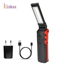 USB Rechargeable Work Light Dimmable COB LED Folding Flashlight Inspection Lamp Portable Lantern Magnet & Hook for Car Repair 2024 - купить недорого
