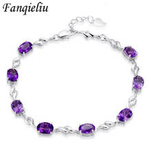 Fanqieliu-pulsera con abalorios de cristal para mujer, brazalete de Plata de Ley 925, cadena extendida, FQL20355 2024 - compra barato