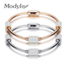 Modyle-pulsera de cuentas de cristal para mujer, Color oro Rosa/plata, cadena de serpiente de acero inoxidable, joyería de boda 2024 - compra barato