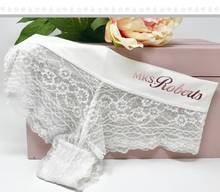 Custom any text unique wedding Bridal lace Panties, Personalized name Wedding bride brief Mrs lace Panties Lingerie Underwear 2024 - buy cheap