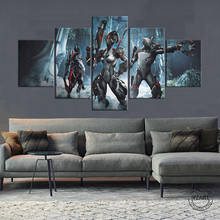 Poster de jogo warframe, 5 peças, desenho animado, adesivo de parede, pintura para o quarto, decoração sem moldura 2024 - compre barato