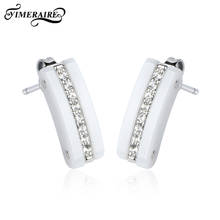 New Arrival Rectangle Ceramic Stud Earrings For Women Elegnat Fashion Jewelry With Shining Crystal Wedding Party Ear Jewelry 2024 - buy cheap