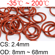10pcs Red VMQ Silicone O Ring  CS 2.4mm OD 8 ~ 68mm FoodGrade Waterproof Washer Rubber Insulated O Shape Seal Gasket 2024 - buy cheap