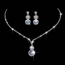 Conjunto de joyería de cristal blanco para mujer, Pendientes colgantes de boda de Color plateado, collar de cadena de flores redondas a la moda 2024 - compra barato