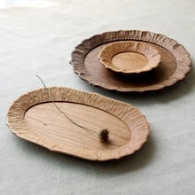 Wooden Serving Tray Decorative Round Tray Serve for Food Coffee or Tea Walnut wood whole wood hand-carved tray plate 2024 - buy cheap