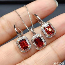 KJJEAXCMY fine jewelry 925 sterling silver natural garnet earrings pendant necklace luxury ladies suit support testing 2024 - buy cheap