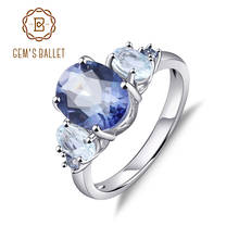Женское кольцо с голубым мистическим кварцем, натуральным иолитом, небесно-голубым топазом, ювелирное изделие из твердого серебра, 2,36 карат, для балета 2024 - купить недорого