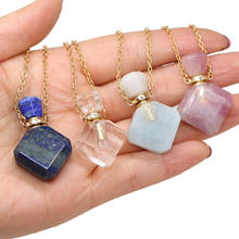 Natural Stone Perfume Bottle Pendant Necklace Lapis Lazulis Rose Quartzs Necklace For Jewelry Gift Length 66+5cm Size 25x36x13mm 2024 - buy cheap