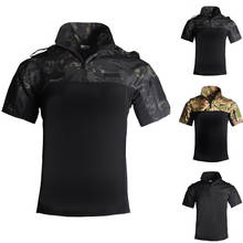 Camiseta camuflada masculina, camiseta militar esportiva de secagem rápida para caça e uso ao ar livre, combate tático e respirável 2024 - compre barato