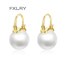 FXLRY Elegant White Imitation Pearls Hoop Earrings for Women Statement Fashion Jewellery Gifts 2024 - buy cheap