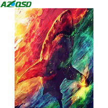 AZQSD-pintura de diamantes de tiburón, bordado de punto de cruz, mosaico de animales hecho a mano, diamantes de imitación cuadrados/redondos, regalo 2024 - compra barato
