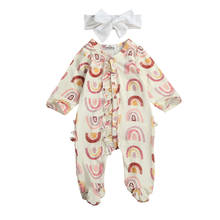 Macacão de algodão para bebê menino e menina, peça única, manga longa, com faixa 2024 - compre barato