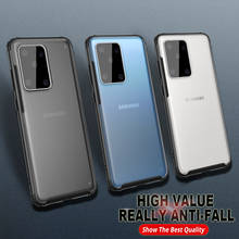 Чехол для Samsung Galaxy S20 Ultra S10 S10E Note 10 Plus, прозрачный матовый бампер из ТПУ, жесткая задняя крышка из закаленного стекла 2024 - купить недорого