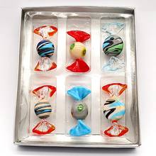 6pcs Custom Antique Handmade art Murano Glass Candy Christmas tree Hanging ornaments Pendant Glass sweets charms birthday gifts 2024 - buy cheap