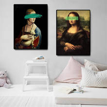 Pintura famosa de la señora con el visón plateado, obra de reproducción de lienzo por Da Vinci, impresiones de pared, imagen de Mona para decoración del hogar 2024 - compra barato