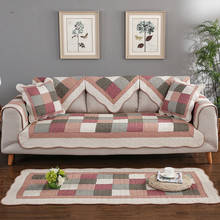 1 Piece Cotton Sofa Cover Plaid Flower Splicing Hot Sale Slipcover Four Season Sofa Towel for Living Room L Shape Settee Covers 2024 - buy cheap