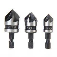 3PC1/4 Hex 5Flute 12-19mm Countersink Drill Bit for Wood Metal Quick Change Woodworking Chamfer Counter Sink Deburring Chamfer 2024 - buy cheap