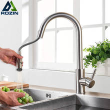 360 Degree Rotate Kitchen Faucet Brushed Nickel Kitchen Mixer Tap Pull Out Spout Stream Spray Kitchen Cold and Hot Tap One Hole 2024 - buy cheap