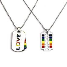 Collar cuadrado de acero inoxidable para hombre, joyería con símbolo de arco iris, Orgullo Gay, LGBT, a la moda 2024 - compra barato