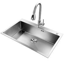 Handmade Brushed Kitchen Sink Single Sink Above Counter or Udermount Vegetable Washing Basin Stainless Steel Kitchen Sinks 2024 - buy cheap