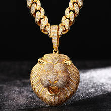 Hip Hop Prong Setting AAA CZ Stone Bling Ice Out Male Lion Pendants Necklace for Men Rapper Jewelry Gold Silver Color 2024 - buy cheap