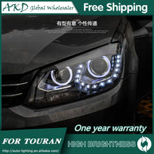 AKD автостайлинг для VW Touran фары 2010-2015 новые Touran светодиодный ные фары DRL Биксеноновые линзы дальний и ближний свет противотуманная фара 2024 - купить недорого
