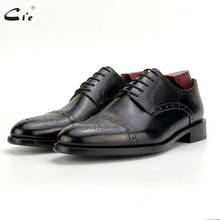 cie Handmade Men Shoe Dress Official Shoes Black Semi-Brogues Derby Wedding Shoes Formal Full Grain Calf Leather Classic D254 2024 - buy cheap