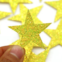 10pcs/lot yellow Glitter Star Patches Embroidery Patches Iron on Clothing Gold Silver Appliques Stripe Badge Fabric Sticker Diy 2024 - buy cheap