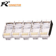 Conector de cabo de rede cat6, fones de conector de cabo de rede cat6 8p8c cristal 8pin rj45 com 10 peças 2024 - compre barato
