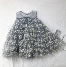 Vestido de flores para niñas, ropa de marca para niños, vestidos de malla sin mangas, verano 2021 2024 - compra barato