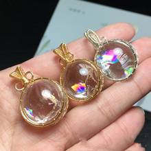 Natural Clear Rainbow Quartz Crystal Beads Pendant Meditation Reiki Healing Lemurian Stick Ornaments Home Decor Gift 2024 - buy cheap