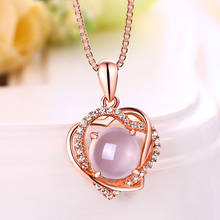 MOONROCY Rose Gold Color Opal Chokers Ross Quartz CZ Pink Pendant Necklace for Women Girls Gift Dropshipping Jewelry Wholesale 2024 - buy cheap