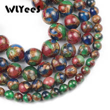 WLYeeS Blue Green Red Natural Agates beads 6 8 10 12mm Nepal Round Stone Spacer Loose beads for Jewelry Making Accessories DIY 2024 - buy cheap