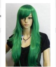 Frete grátis peruca resistente ao calor para festa cosplay verde peruca longa lisa feminina d70 2024 - compre barato