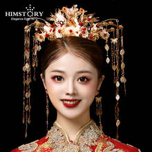 Himstory-ornamentos de cabelo em estilo chinês, ornamentos para cabelo, coroa de casamento, chapéu de borla, acessórios para cabelo 2024 - compre barato