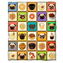 Pug Donuts 3d printed fleece blanket for Beds Hiking Picnic Thick Quilt Fashionable Bedspread Sherpa Throw Blanket 2024 - buy cheap