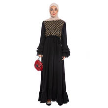 Elegant Muslim Sequins Abaya Maxi Dress Flare Sleeve Hijab Long Robe Gowns Cardigan Kimono Jubah Ramadan Eid Arab Islamic 2024 - buy cheap