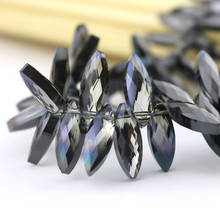 Cuentas de cristal chapadas en gris para fabricación de joyas, 50 unidades, 7x22mm, espaciador Suelto 2024 - compra barato