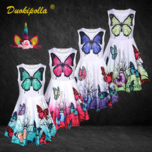 Girls Butterfly Dress Toddler Girl Rainbow Unicorn Dress Butterflies Girl Clothing Children's Party Tutu Dress Fancy Fairy Frock 2024 - buy cheap