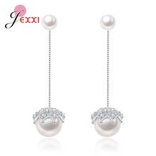 Stylish Jewelry Real 925 Sterling Silver Fashion Top Quality Water Pearls Detachable Lace Long Dangle Drop Earrings For Women 2024 - buy cheap