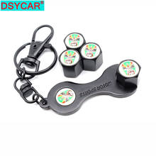 DSYCAR 1Set Zinc Alloy Anti-theft Car Wheel Tire Valve Stem Caps Air+ Wrench Keychain Auto Car Accessories Wheels Tires Parts 2024 - buy cheap