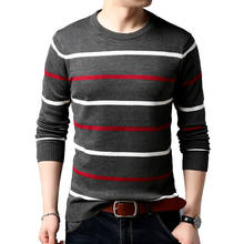 BROWON Men Brand Sweater Fashion Slim Sweaters Men Striped Sweater O-Neck Long Business Pullovers Sweater for Men Clothes 2024 - buy cheap